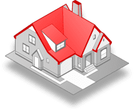 Roof Highlighted in Red; Roofing Options by Martino Home Improvements.